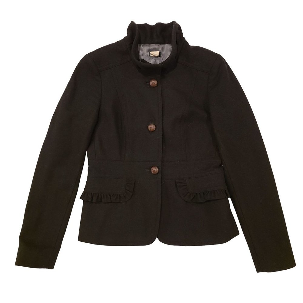 J.Crew Wool Blend Black Peacoat Office Jacket Women's Size 4